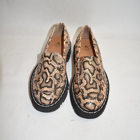 $450 AQUATALIA HONORA SNAKESKIN PRINT LOAFER LEATHER CARAMEL 9 (ME5) - Picture 3 of 8